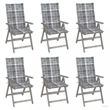 vidaXL 6 db dönthető tömör akácfa kerti szék párnával (3065331) kerti bútor