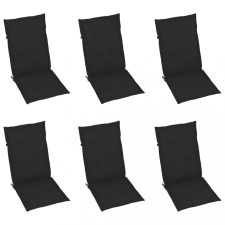 vidaXL 6 db fekete kerti székpárna 120 x 50 x 4 cm kerti bútor