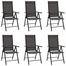 vidaXL 6 db fekete összecsukható textilén kerti szék kerti bútor