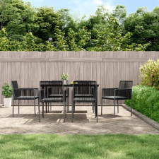 vidaXL 6 db fekete polyrattan kerti szék párnával 54x60,5x83,5 cm kerti bútor