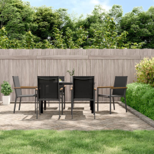 vidaXL 6 db fekete textilén és acél kerti szék 55x61,5x90 cm kerti bútor