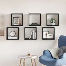 vidaXL 6 db fekete tölgyszínű szerelt fa fali kockapolc 30x15x30 cm bútor
