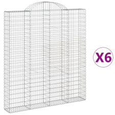 vidaXL 6 db íves horganyzott vas gabion kosár 200x30x220/240 cm kerti tárolás