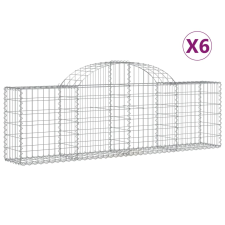 vidaXL 6 db íves horganyzott vas gabion kosár 200x30x60/80 cm (3146072) kerti tárolás