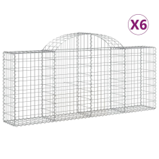 vidaXL 6 db íves horganyzott vas gabion kosár 200x30x80/100 cm (3146093) kerti tárolás