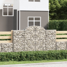 vidaXL 6 db íves horganyzott vas gabion kosár 200x50x120/140 cm kerti dekoráció