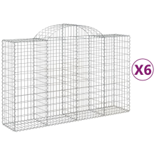 vidaXL 6 db íves horganyzott vas gabion kosár 200x50x120/140 cm (3146345) kerti tárolás