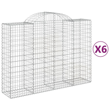 vidaXL 6 db íves horganyzott vas gabion kosár 200x50x140/160 cm (3146366) kerti tárolás