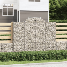 vidaXL 6 db íves horganyzott vas gabion kosár 200x50x160/180 cm kerti dekoráció