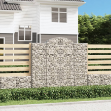 vidaXL 6 db íves horganyzott vas gabion kosár 200x50x180/200 cm kerti dekoráció