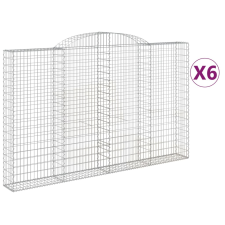 vidaXL 6 db íves horganyzott vas gabion kosár 300x30x180/200 cm (3146597) kerti tárolás