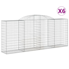 vidaXL 6 db íves horganyzott vas gabion kosár 300x50x120/140 cm (3146723) kerti tárolás