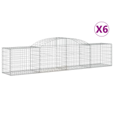 vidaXL 6 db íves horganyzott vas gabion kosár 300x50x60/80 cm (3146669) kerti tárolás