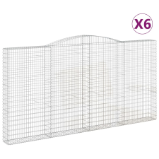 vidaXL 6 db íves horganyzott vas gabion kosár 400x30x200/220 cm (3146935) kerti tárolás