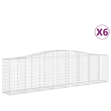 vidaXL 6 db íves horganyzott vas gabion kosár 400x50x100/120 cm (3145960) kerti tárolás