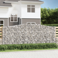 vidaXL 6 db íves horganyzott vas gabion kosár 400x50x160/180 cm kerti dekoráció