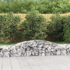 vidaXL 6 db íves horganyzott vas gabion kosár 400x50x40/60 cm kerti dekoráció