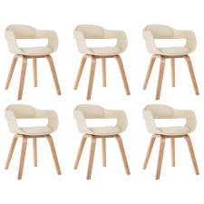 vidaXL 6 db krémszínű műbőr és hajlított fa étkezőszék bútor