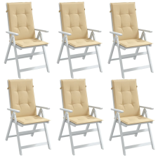 vidaXL 6 db melange bézs szövet magas háttámlájú székpárna 120x50x4 cm kerti bútor