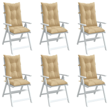 vidaXL 6 db melange bézs szövet magas háttámlájú székpárna 120x50x7 cm kerti bútor