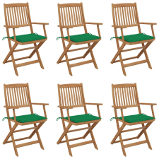 vidaXL 6 db összecsukható tömör akácfa kerti szék párnákkal (3074945) kerti bútor