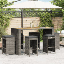 vidaXL 6 db szürke polyrattan kerti bárszék párnával kerti bútor