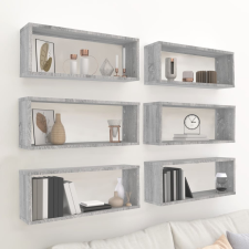 vidaXL 6 db szürke sonoma színű szerelt fa fali kockapolc 60x15x23 cm bútor