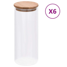 vidaXL 6 db üvegedény bambuszfedéllel 1000 ml konyhai eszköz