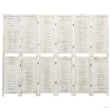 vidaXL 6 paneles antik fehér tömör faparaván 215 x 166 cm bútor