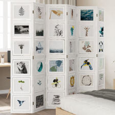 vidaXL 6 paneles fehér tömör császárfa térelválasztó bútor