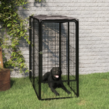 vidaXL 6-paneles fekete porszórt acél kutyakernel 50 x 100 cm szállítóbox, fekhely kutyáknak