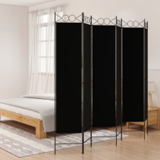 vidaXL 6-paneles fekete szövet térelválasztó 240 x 200 cm bútor
