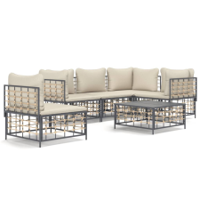 vidaXL 6-részes antracitszürke polyrattan kerti ülőgarnitúra párnákkal kerti bútor