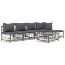 vidaXL 6-részes antracitszürke polyrattan kerti ülőgarnitúra párnákkal kerti bútor