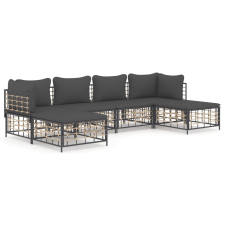 vidaXL 6-részes antracitszürke polyrattan kerti ülőgarnitúra párnákkal kerti bútor