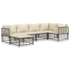 vidaXL 6-részes antracitszürke polyrattan kerti ülőgarnitúra párnákkal kerti bútor