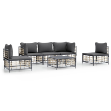 vidaXL 6-részes antracitszürke polyrattan kerti ülőgarnitúra párnákkal (3186719) kerti bútor