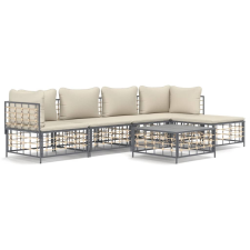 vidaXL 6-részes antracitszürke polyrattan kerti ülőgarnitúra párnákkal (3186744) kerti bútor