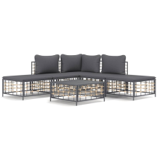 vidaXL 6-részes antracitszürke polyrattan kerti ülőgarnitúra párnákkal (3186759) kerti bútor
