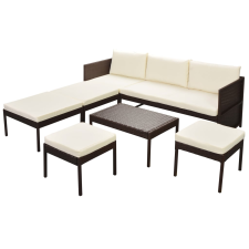 vidaXL 6-részes barna polyrattan kerti bútorszett párnákkal (43009) kerti bútor