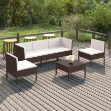 vidaXL 6 részes barna polyrattan kerti ülőgarnitúra párnákkal kerti bútor