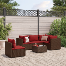 vidaXL 6 részes barna polyrattan kerti ülőgarnitúra párnákkal kerti bútor