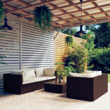 vidaXL 6 részes barna polyrattan kerti ülőgarnitúra párnákkal kerti bútor
