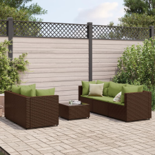 vidaXL 6 részes barna polyrattan kerti ülőgarnitúra párnákkal kerti bútor