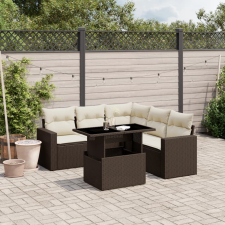 vidaXL 6 részes barna polyrattan kerti ülőgarnitúra párnával kerti bútor