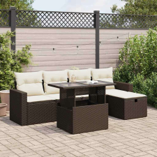 vidaXL 6 részes barna polyrattan kerti ülőgarnitúra párnával kerti bútor