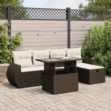 vidaXL 6 részes barna polyrattan kerti ülőgarnitúra párnával kerti bútor