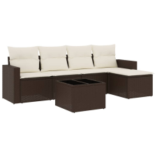vidaXL 6 részes barna polyrattan kerti ülőgarnitúra párnával (3218893) kerti bútor