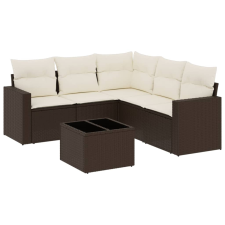 vidaXL 6 részes barna polyrattan kerti ülőgarnitúra párnával (3218953) kerti bútor