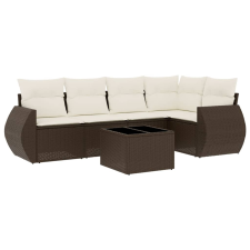 vidaXL 6 részes barna polyrattan kerti ülőgarnitúra párnával (3253680) kerti bútor